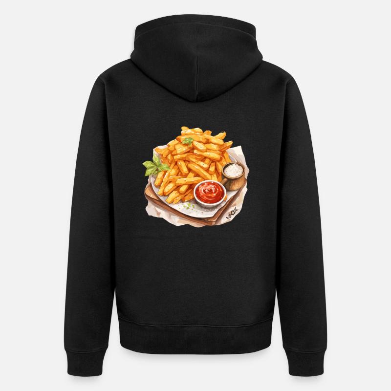 Leckere Pommes - Unisex Premium Bio Zip Hoodie - Schwarz