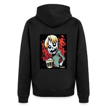 Funny Funky Young GEN Z-ombie - Unisex Premium Organic Zip Hoodie - black - Back - Nico (187cm)