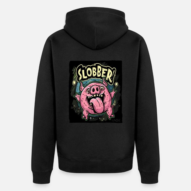 Cochon baveux, affamé, heureux - Veste à capuche bio Premium Unisexe - noir