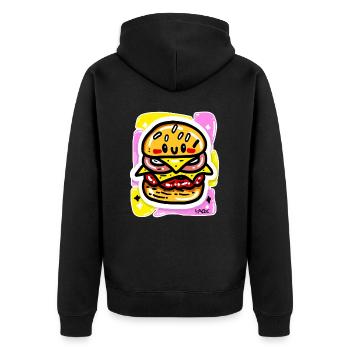 Happy Kawaii Burger - Unisex Premium Organic Zip Hoodie - black - Back - Nico (187cm)