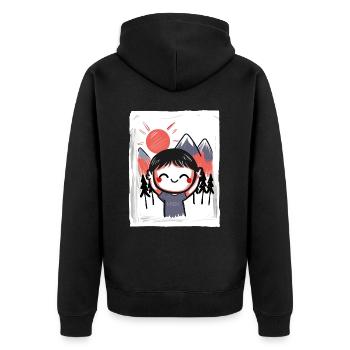 Enfant drôle et heureux dans la nature - Veste à capuche bio Premium Unisexe - noir - Dos - Nico (187cm)