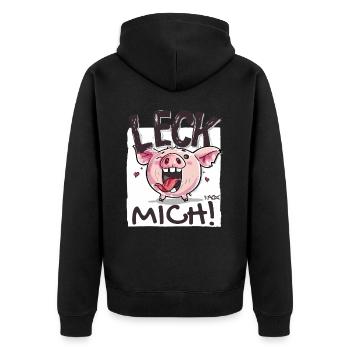 Petit cochon coquin : Lèche-moi - Veste à capuche bio Premium Unisexe - noir - Dos - Nico (187cm)