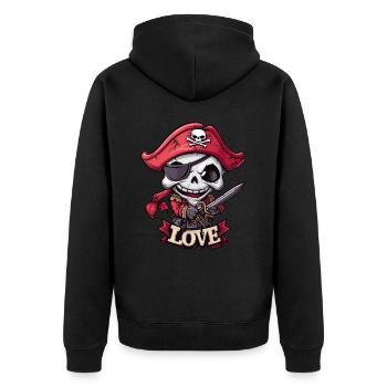 Chibi Cool et Drôle Amour Pirate Squelette - Veste à capuche bio Premium Unisexe - noir - Dos - Nico (187cm)