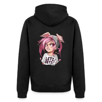 Sûre d’elle, forte, fille cochon cool - Veste à capuche bio Premium Unisexe - noir - Dos - Nico (187cm)
