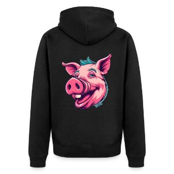 Super happy punk pig - Unisex Premium Organic Zip Hoodie - black - Back - Nico (187cm)