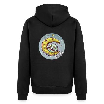 Zombie Donut Moon and a Tired Zombie Worm - Unisex Premium Organic Zip Hoodie - black - Back - Nico (187cm)