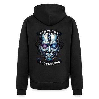 Bow to the AI Overlord - Cyborg Design. - Unisex Premium Organic Zip Hoodie - black - Back - Nico (187cm)