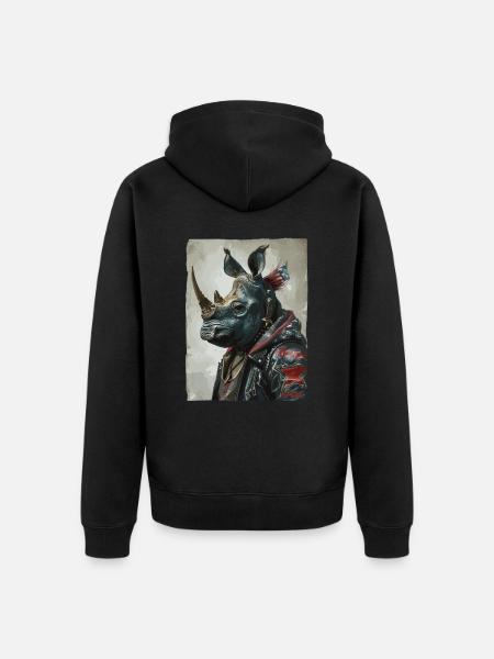 Patriotischer Punk-Nashorn - Unisex Premium Bio Zip Hoodie - Schwarz