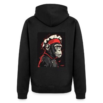 Affe-Küchenchef und Affen-Koch - Unisex Premium Bio Zip Hoodie - Schwarz - Hinten - Nico (187cm)