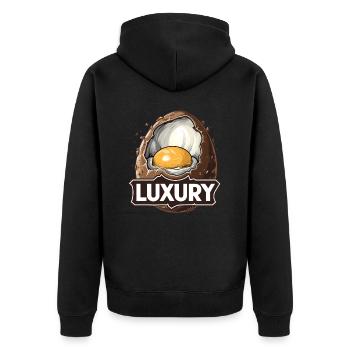 L’œuf en chocolat à la crème est un pur luxe - Veste à capuche bio Premium Unisexe - noir - Dos - Nico (187cm)