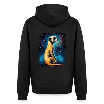 The sky is starry and a meerkat - Unisex Premium Organic Zip Hoodie - black - Back - Nico (187cm)