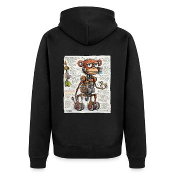 Die Struktur des Roboter-Affen - Unisex Premium Bio Zip Hoodie - Schwarz - Hinten - Nico (187cm)