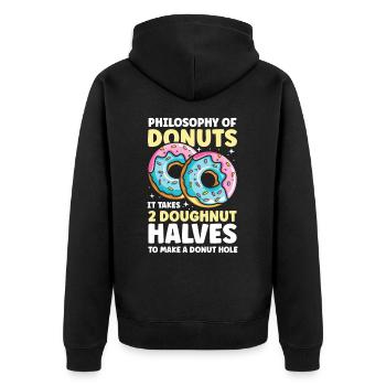 Philosophy of Donuts It takes 2 Doughnut Halves - Unisex Premium Bio Zip Hoodie - Schwarz - Hinten - Nico (187cm)