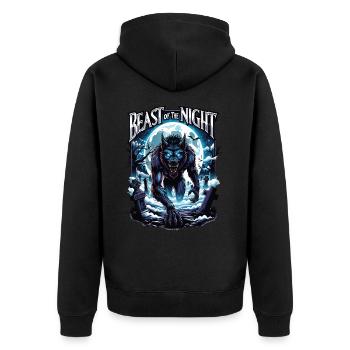 Beast of the Night - Werewolf Design. Spooky, cool - Unisex Premium Organic Zip Hoodie - black - Back - Nico (187cm)