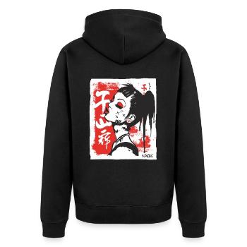 Fille japonaise cool - Veste à capuche bio Premium Unisexe - noir - Dos - Nico (187cm)