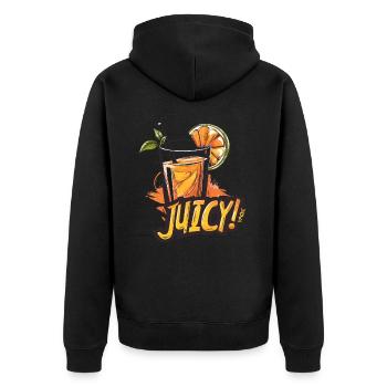Juice is juicy - Unisex Premium Organic Zip Hoodie - black - Back - Nico (187cm)