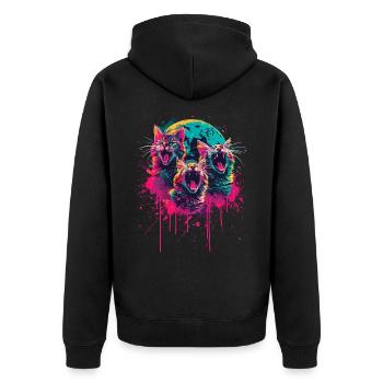 Bezaubernde Katzen mit Mond für alle - Unisex Premium Bio Zip Hoodie - Schwarz - Hinten - Nico (187cm)