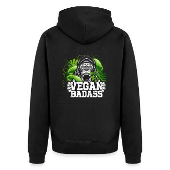Badass végétalien - Veste à capuche bio Premium Unisexe - noir - Dos - Nico (187cm)