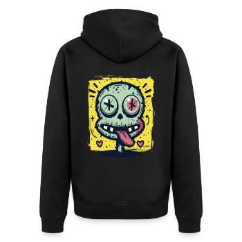 Des cœurs et un vilain fou fou - Veste à capuche bio Premium Unisexe - noir - Dos - Nico (187cm)