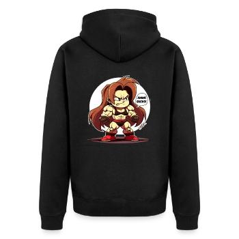 Chibi drôle fille en forme, anime ennuyeux - Veste à capuche bio Premium Unisexe - noir - Dos - Nico (187cm)