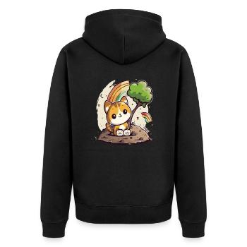 Chaton arc-en-ciel mignon - Veste à capuche bio Premium Unisexe - noir - Dos - Nico (187cm)