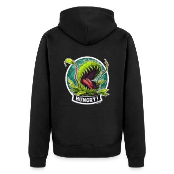 Carnivorous Plant: Always Hungry - Unisex Premium Organic Zip Hoodie - black - Back - Nico (187cm)