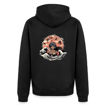Girl in the waves - Unisex Premium Organic Zip Hoodie - black - Back - Nico (187cm)