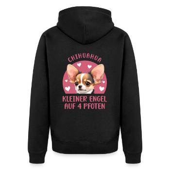 Chihuahua - Kleiner Engel auf 4 Pfoten - Unisex Premium Bio Zip Hoodie - Schwarz - Hinten - Nico (187cm)