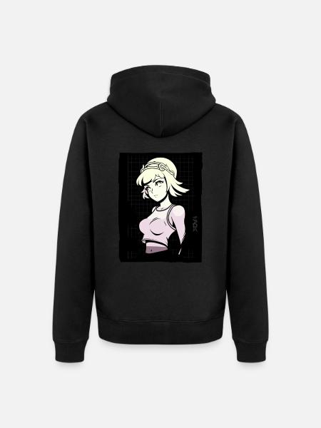 Kybernetisk anime fremtidig dramapige - Premium økologisk unisex-hættejakke - sort