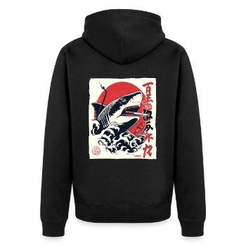 Cool fumer le requin japonais - Veste à capuche bio Premium Unisexe - noir - Dos - Nico (187cm)