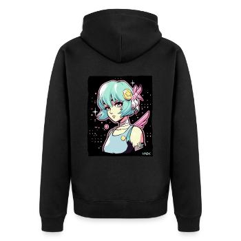 Cool Anime Sci-Fi Cyborg Girls - Unisex Premium Organic Zip Hoodie - black - Back - Nico (187cm)