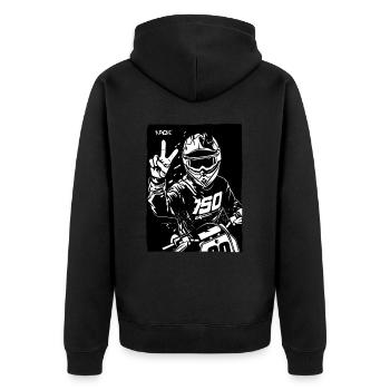 Motards avec signe de paix pour le motocross - Veste à capuche bio Premium Unisexe - noir - Dos - Nico (187cm)