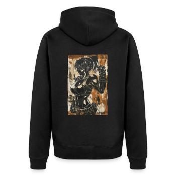 Strong, cool adventure fighter - Unisex Premium Organic Zip Hoodie - black - Back - Nico (187cm)