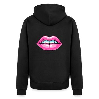 Une bouche aux lèvres roses comme un baiser - Veste à capuche bio Premium Unisexe - noir - Dos - Nico (187cm)
