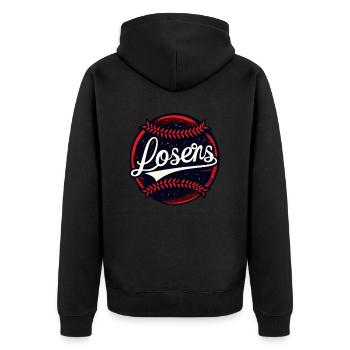 Team for losers - Unisex Premium Organic Zip Hoodie - black - Back - Nico (187cm)