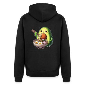 Avocado mit Nudeln Ramen kawaii Avocado - Unisex Premium Bio Zip Hoodie - Schwarz - Hinten - Nico (187cm)