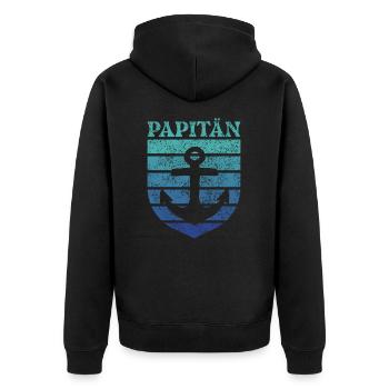 Dad Pun Captain Father's Day Papitän - Unisex Premium Organic Zip Hoodie - black - Back - Nico (187cm)