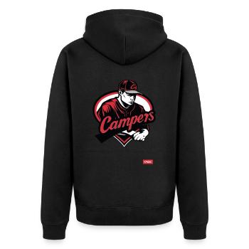 Équipe parodique de campeurs de baseball - Veste à capuche bio Premium Unisexe - noir - Dos - Nico (187cm)