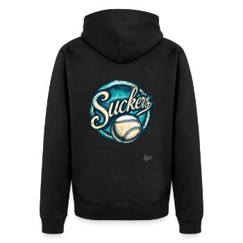 Lustige Sport-Parodie: Team Dummköpfe oder Trottel - Unisex Premium Bio Zip Hoodie - Schwarz - Hinten - Nico (187cm)