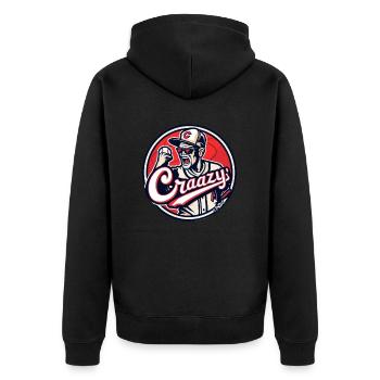 Team Crazy: The Crazy Ones - Unisex Premium Organic Zip Hoodie - black - Back - Nico (187cm)