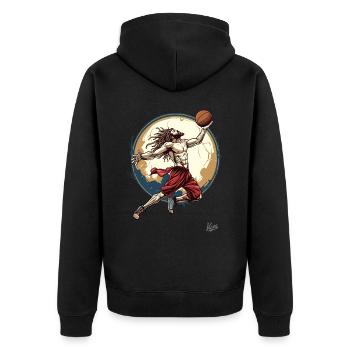 Messias Christus, der Retter: Basketball Jesus - Unisex Premium Bio Zip Hoodie - Schwarz - Hinten - Nico (187cm)