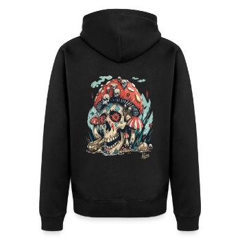 Forest of Horrible Skull Skull Mushrooms - Unisex Premium Organic Zip Hoodie - black - Back - Nico (187cm)