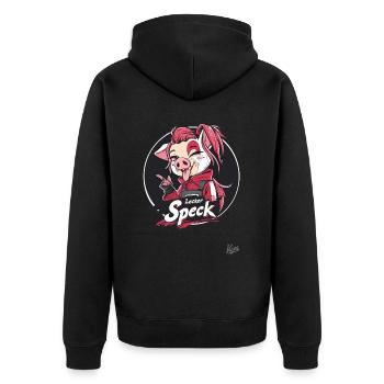 Anime-Schwein Maskottchen und Lecker Speck - Unisex Premium Bio Zip Hoodie - Schwarz - Hinten - Nico (187cm)