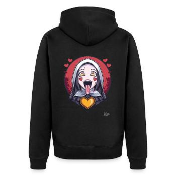 Anime woman with big eyes and hearts - Unisex Premium Organic Zip Hoodie - black - Back - Nico (187cm)
