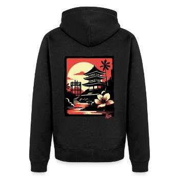 Nature of Japan and a Japanese Pagoda Temple - Unisex Premium Organic Zip Hoodie - black - Back - Nico (187cm)