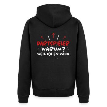 Dartspieler Spruch Darter Fun Dartspieler Geschenk - Unisex Premium Bio Zip Hoodie - Schwarz - Hinten - Nico (187cm)