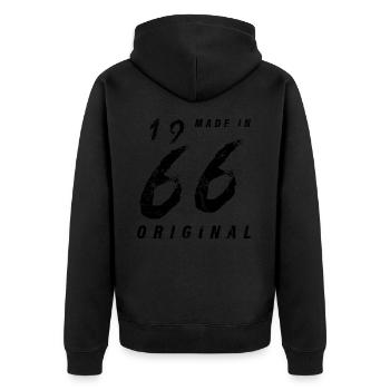 Made In 1966 Original Geburtstag Grunge Distressed - Unisex Premium Bio Zip Hoodie - Schwarz - Hinten - Nico (187cm)