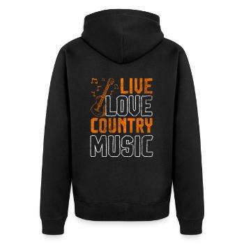 Live Love Country Musik - Unisex Premium Bio Zip Hoodie - Schwarz - Hinten - Nico (187cm)