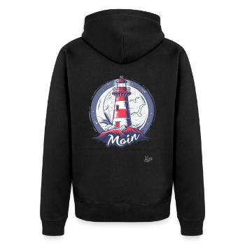 Phare dans le nord de l’Allemagne : Moin ! - Veste à capuche bio Premium Unisexe - noir - Dos - Nico (187cm)
