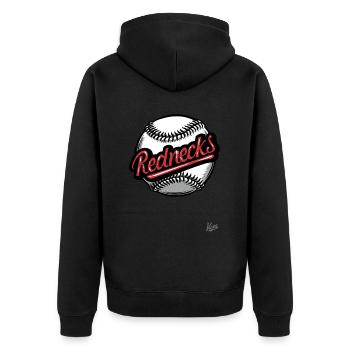 Baseball mit Rednecks - Unisex Premium Bio Zip Hoodie - Schwarz - Hinten - Nico (187cm)